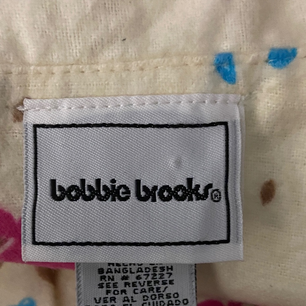 Women’s Vintage Bobbie Brooks   Coffee Print Pajama Set - Cream with Blue & Pink - Picture 2 of 8